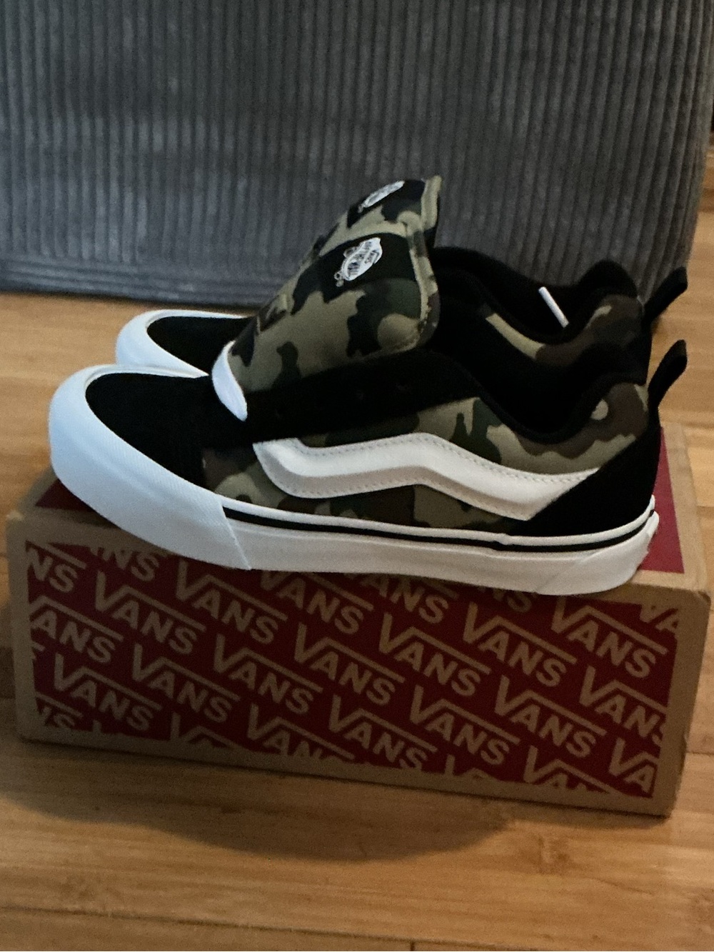 Vans Knu Skool Kids Camo Black Green Skate Shoes Size 3.5Y New In Box